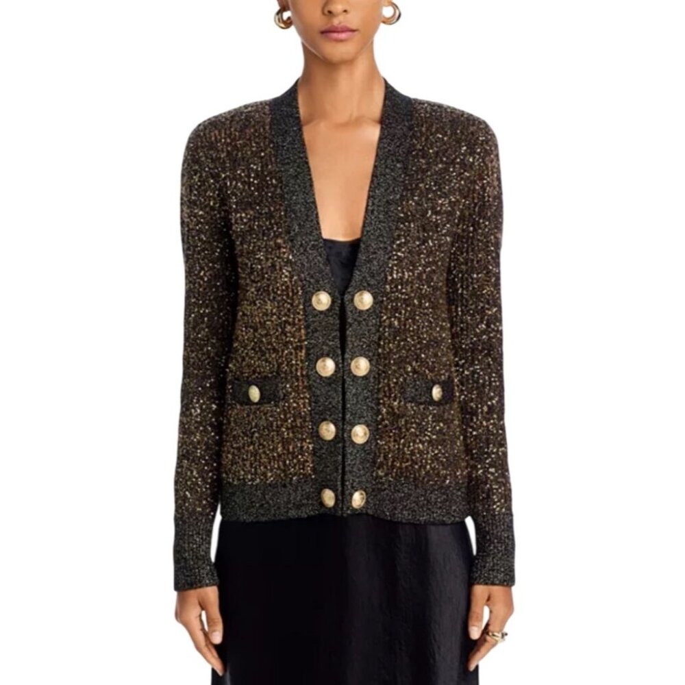 L’AGENCE Jinny Sequin Cardigan in Champagne Sequins – Size Small NWT - Picture 6 of 16